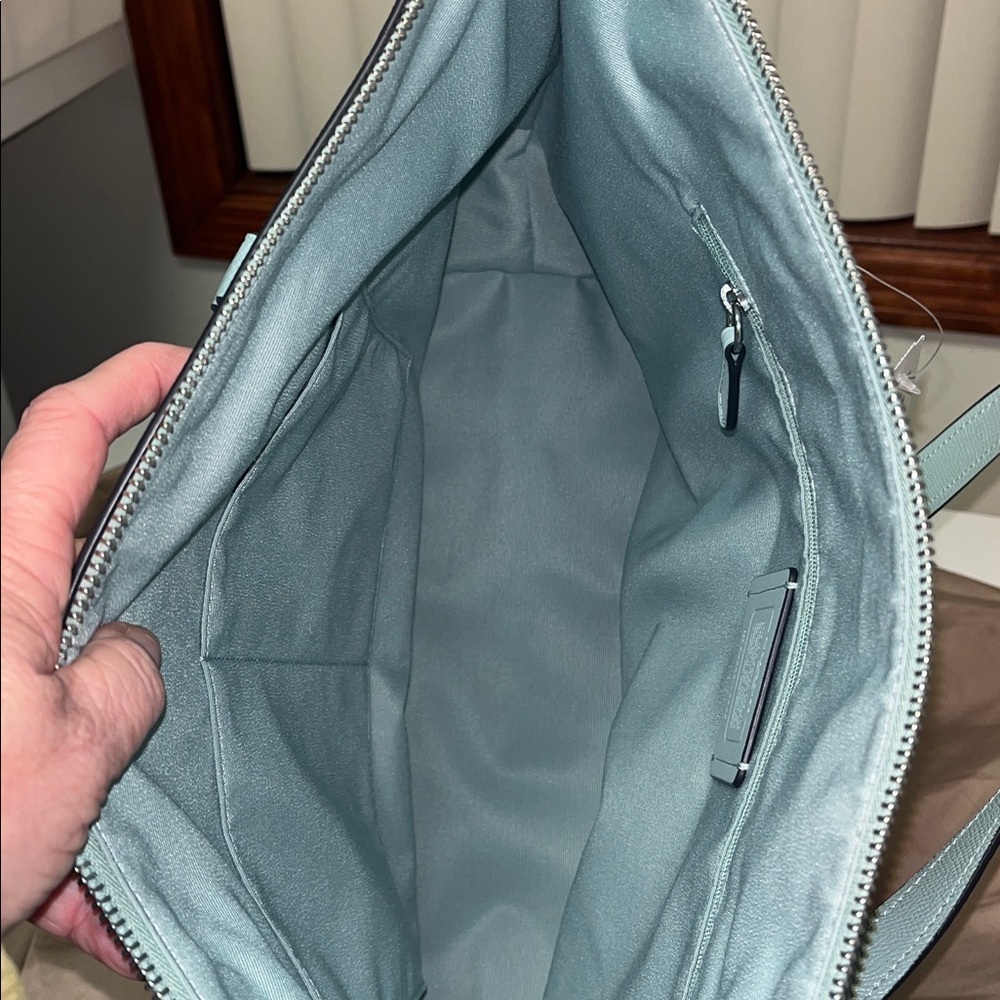 Coach Light Teal  Leather Tote - Picture 6 of 8
